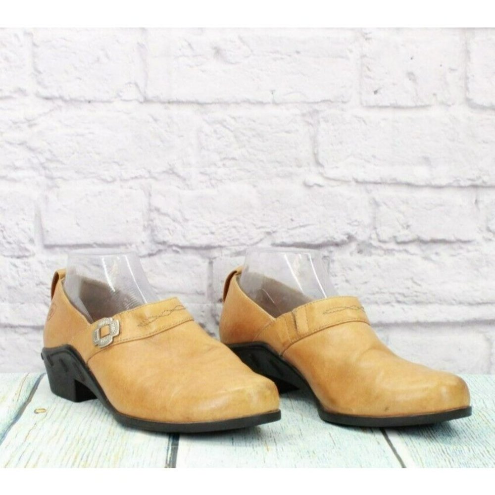 Ariat Tan Leather Slip On Casual Clogs Shoes Size 9.5 B - Picture 3 of 9